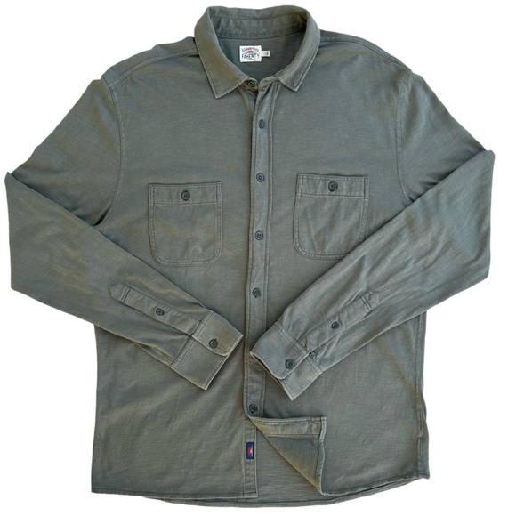 Faherty Mens Button Up Knit Shirt LARGE Sage Green Alpine Organic Cotton MKC0086 - Picture 2 of 16